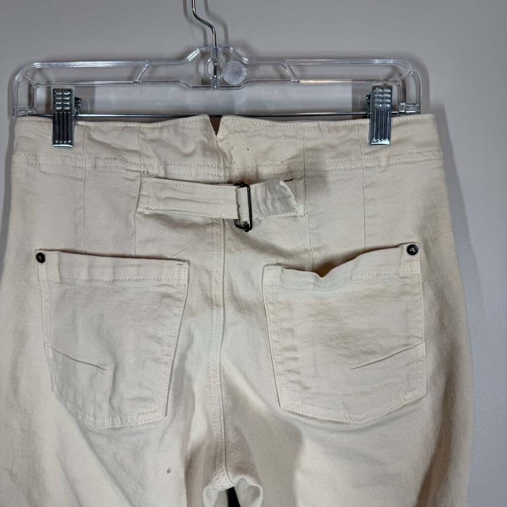 Pilcro 27P Cream Carpenter Wide Leg Cropped Utility Jeans Anthropologie Petite - Picture 5 of 12